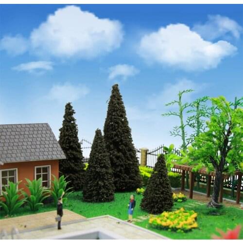 S0404 Model Train Railroad HO scale Painted Farm Cows and Model Train Cedar Trees Railway Layout Architectual