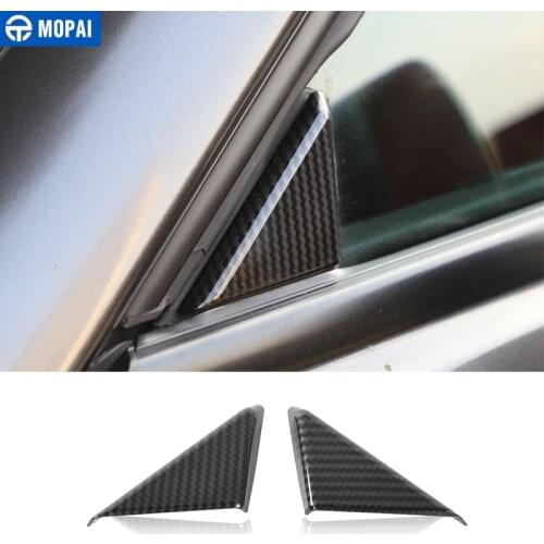 MOPAI Carbon Fiber Grain Stickers for Car Front Window Triangle Decoration Cover Accessories for Dodge Challenger 2009
