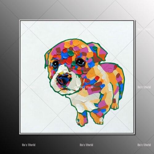 Wall Art dog Picture 100% Handmade Modern Animals oil Painting Home Decor Abstract Pictures On Canvas Wall art Oil Paintings