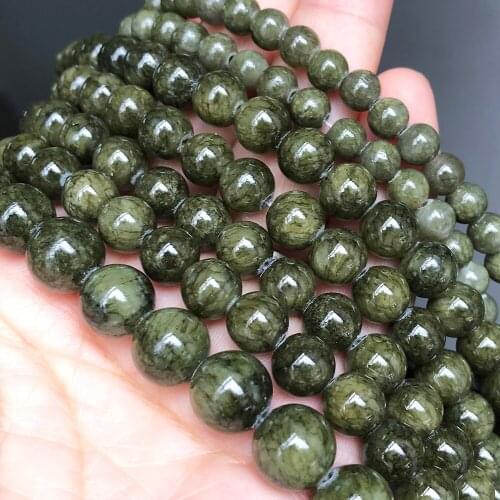 Natural Stone Grass Green Jades Beads 6/8/10mm Round Loose Spacer Beads For Jewelry Making DIY Bracelet Necklace 15"Inches