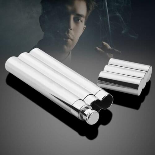 Portable 304 Stainless Steel Double Cigar Tube Box Exquisite Mirror Polished Cigar Case Storage Box
