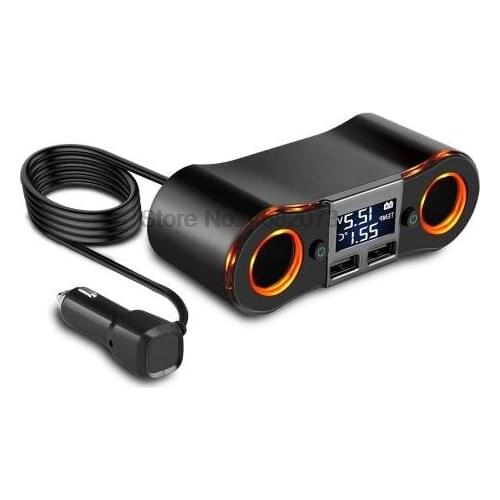 By DHL or Fedex 50pcs Socket Cigarette Lighter Splitter Car Charger Adapter 3.5A Dual USB Ports Support withVolmeter LED Display