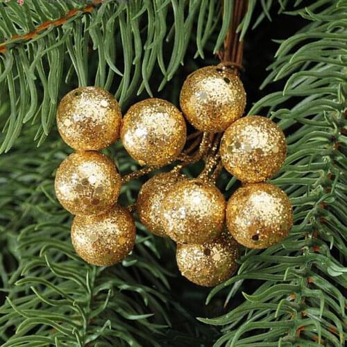 10 PCS Sliver/Gold Christmas Tree Hanging Baubles Fruit Ball Event Party Christmas Decoration Ornament Red