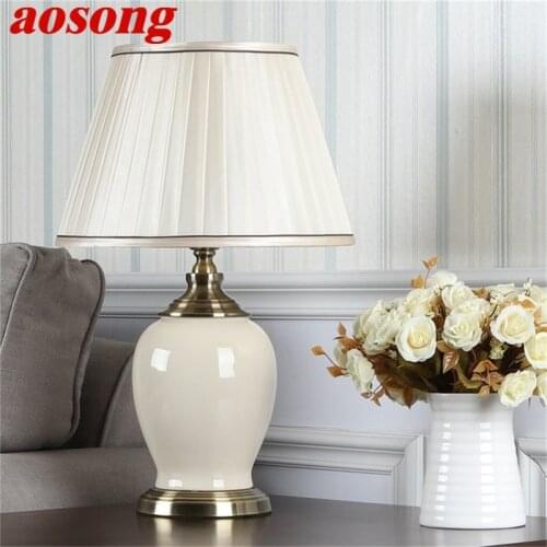 AOSONG Ceramic Table Light Modern Luxury Desk Lamp LED For Home Bedside Bedroom