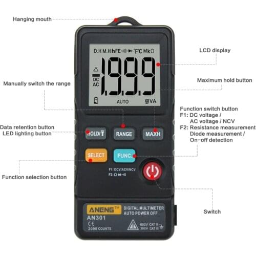 Multimeter test leads true rms digital multimeter analog transistor test esr meter tester cable