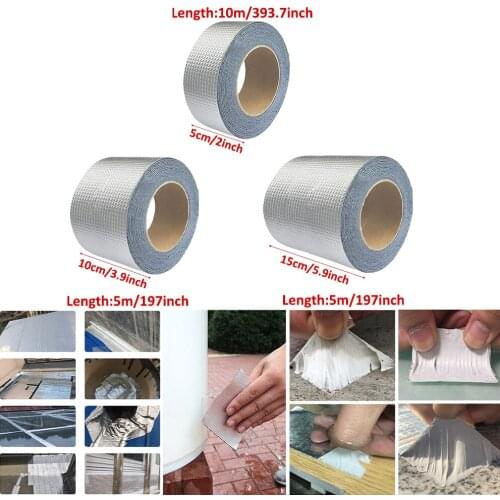 High Temperature Resistance Waterproof Tape Aluminum Foil Thicken Butyl Tape Wall Crack Roof Duct Repair Adhesive Tape Tools