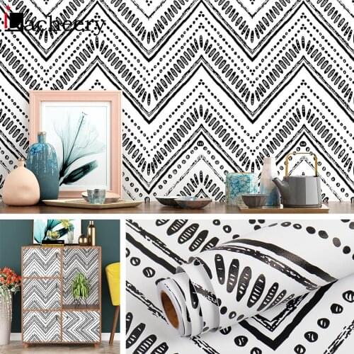 Waterproof Simple Lines Wallpaper Self Adhesive Wall Stickers Pastoral Floral Children Room Background Decoration House Decor