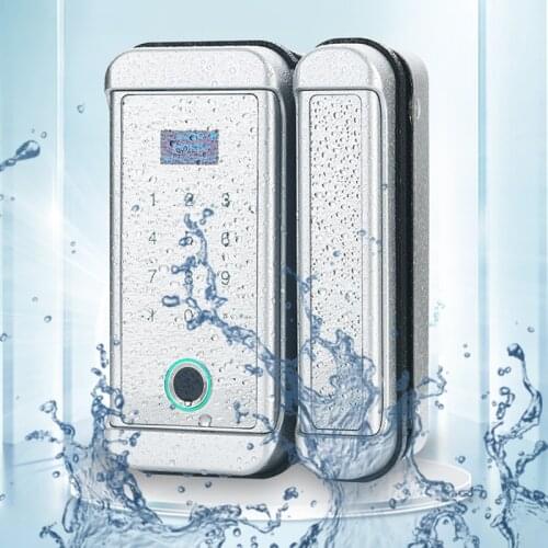 Waterproof Smart Fingerprint Card Password Number Lock For Outdoor Home Office Frameless Frame Glass Push Door