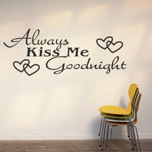 Always kiss me goodnight Living Room bedroom DIY 3D Vinyl Wall Decal Wall Lettering Art Words Wall Sticker Home Decor Decoration