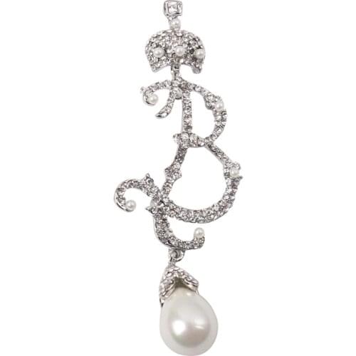 High-grade desgin crystal large brooch baroque crystal pearl crown letter logo B brincos brooch for women vintage jewel