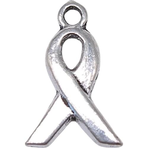 WYSIWYG 30pcs 14x9mm Cancer Ribbon Charms Awareness Ribbon Charms Small Ribbon Charms For Jewelry Making
