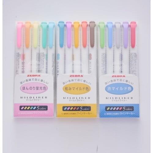 Japanese Stationery Zebra Mildliner Pastel Highlighters Pen Felt Tip Fluorescent Markers Kawaii Highlighter School Supplies