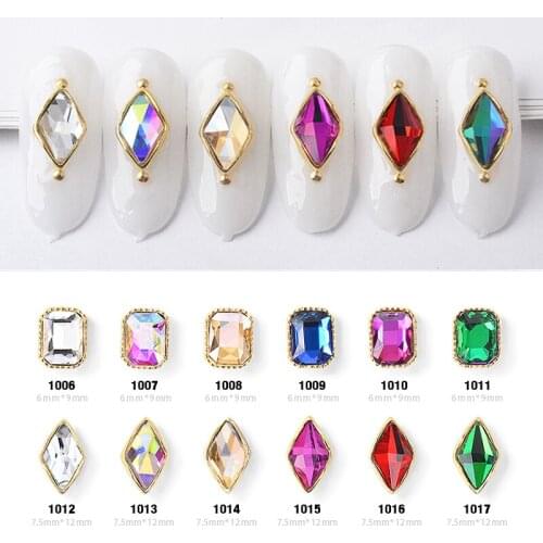 10pcs Shiny Diamonds Crystal 3D Nail Art Decorations Charm Ornaments Alloy Base Flat-back Jewelry Manicure Design Accessories