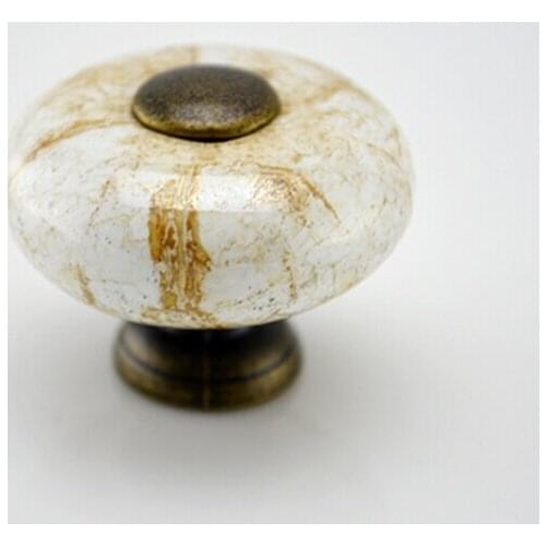 10 PCS Round Marble Cracks Ceramic Drawer Handle Cupboard Wall Cabinet Knob
