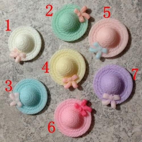 AAA Quality 20 mm 20 PCS 7 color optional resin flower hat, straw hat resin Flowers Cabochons Cameo free shipping DIY 009005083