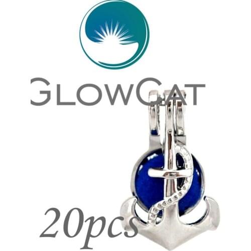 20x KK656 Silver Anchor Beads Cage Essential Oil Diffuser Aromatherapy Pearl Cage Locket Pendant Jewelry Making