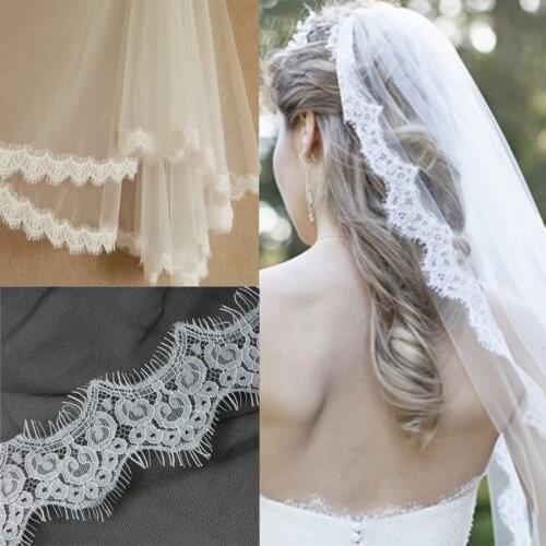 3M/Lot White eyelash lace trim french lace fabric chantilly veils lace soft scalloped trim fabric