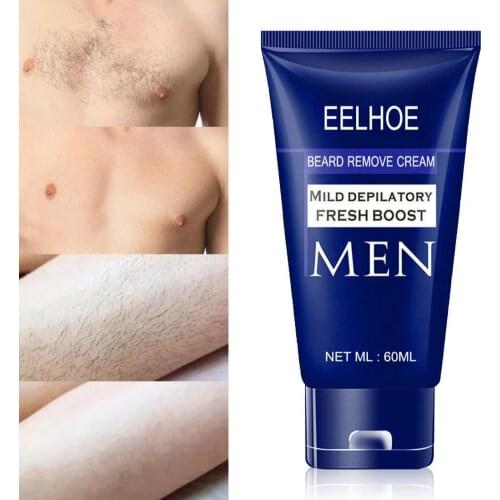 60ML EELHOE Beard Remove Cream Hair Growth Removal Easy to Use Effective Plant Extract Intimate Area Depilatory Cream for Male