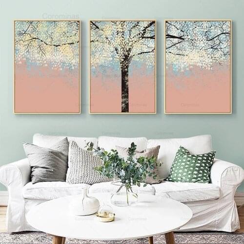 Abstract Oil Canvas Painting Literary Large Tree Wall Art Posters and Prints Colorful Picture for Living Room Home Decoration
