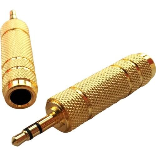 1/8 3.5mm Male to 1/4 6.3mm Female Stereo Headphone MIC Adapter