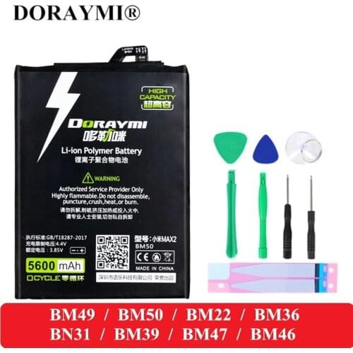 BM47 BM46 BM49 BM22 BM50 BM36 BN31 BM39 Battery for Xiaomi Mi 5 5s 6 Max 2 5X A1 Redmi Note 3 3s 3x 4x 3 5A Pro Y1 Lite Bateria