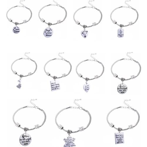 All Paws Matter Charm Bracelet Love Heart Beads Chain Paw Print Bangle Pet Rescue Lover Bracelet Vintage Jewelry Animal Lovers