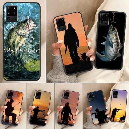 Hunting animal and fishing man Phone case For Samsung Galaxy Note 4 8 9 10 20 S8 S9 S10 S10E S20 Plus UITRA Ultra black soft