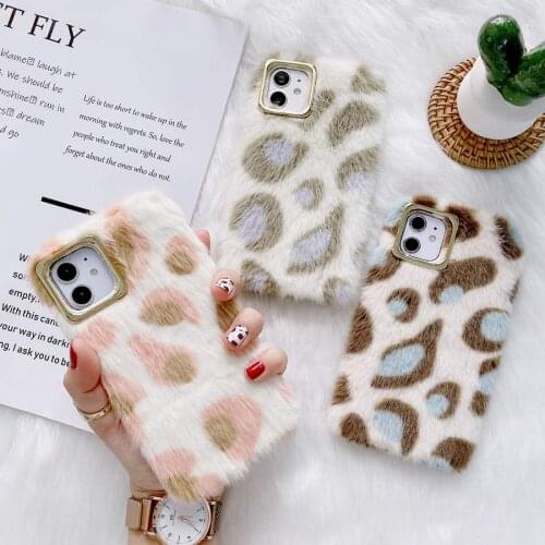 Soft TPU Leopard Print Luxury Warm Faux Fur Phone Case Cover Shell For Apple iPhone 7 8 Plus 11 Pro 12 Pro Max XR XS Max Skin