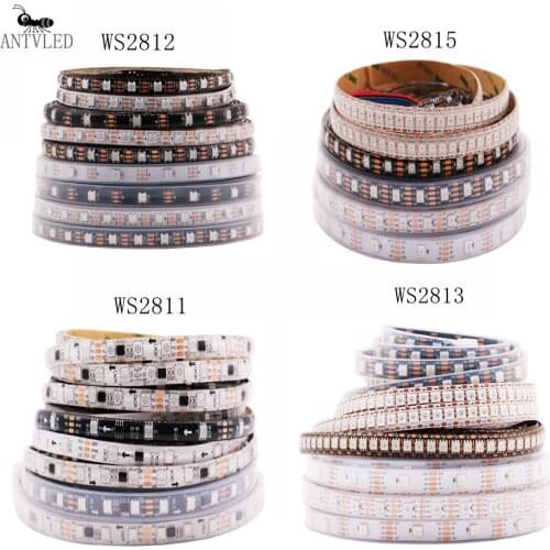 RGB LED Strip WS2811 WS2812B WS2813 WS2815 Individually Addressable Tape Light 30/60/144Leds/m, DC5V /12V 1-5M
