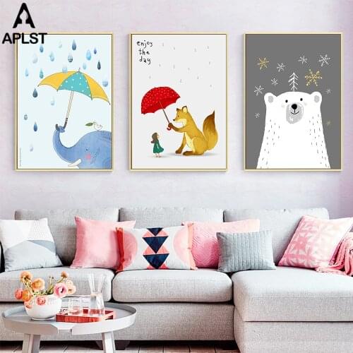 Baby Kids Room Decor Adorable Cartoon Print Paintings Educational Picture Posters Nordic Wall Art Canvas Painting for Bedroom