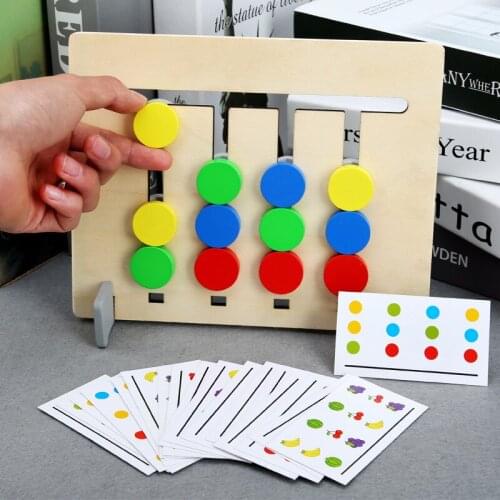 Colors and Fruits Double Sided Matching Game Logical Reasoning Training Kids Educational Toy Children Wooden Toy Montessori Toys