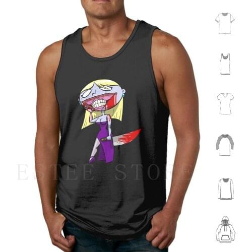 Smile More-Sans Text Tank Tops Vest Face Zombie Twilight Bride Horror Halloween Corpse Slasher Tim Burton Invader Zim