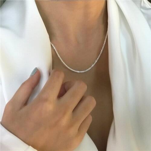 Fashion Silver Colour Sparkling Clavicle Chain Choker Necklace For Women Fine Jewelry Wedding Party Birthday Gift 2021