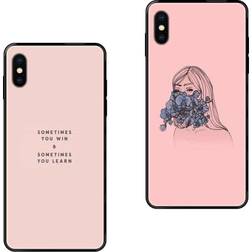 Set Of Pink Background Graffiti Stick Figure Text Classic Newly Black Soft TPU Cell Phone Cases For Galaxy A5 A6 A7 A8 A10 A10S