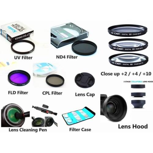Filter kit + Lens Hood + Cap + Cleaning pen for Panasonic Lumix FZ330 FZ300 FZ200 FZ150 FZ100 FZ60 FZ62 FZ48 FZ47 FZ45 FZ40