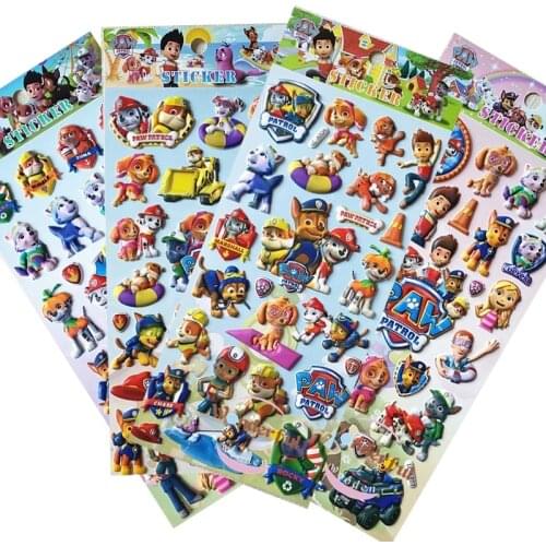 Paw Patrol Dog Toy Stickers 3D Childrens Anime Cartoon Tattoo Stickers Bubble Paste Thicken The Reward Stickers Kids Toys Gifts