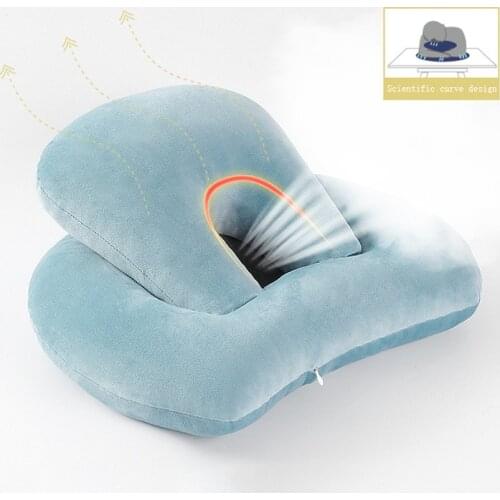 New Hollow Out Nap Pillow Neck Protection Support Headrest Office Study Student Desk Classroom 2021 Velvet Noon Break Cushion