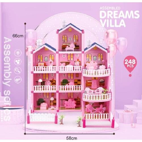 New Big Size Princess Villa Toy Handmade Doll House Castle Diy House Toy Dollhouse Birthday Gifts Educational Girls Toys