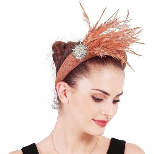 Mingli Tengda Princess Noble Hair Hoop Britain Court Banquet Head Hoop Hair Decorate Bride Feather Headwear Wedding Accessories