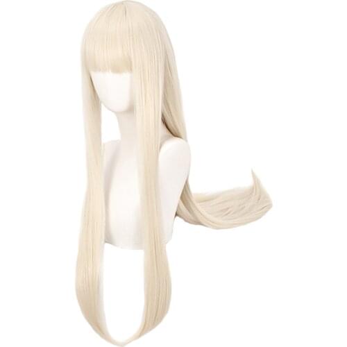 Black Straight Long Hair Womens Fashion Synthetic Wigs High Temperature Silk Lolita Anime Cosplay Accessories Headwear Beige