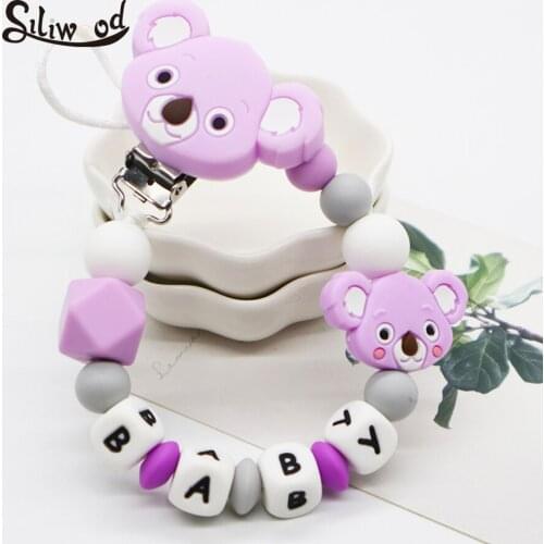 Personalized Name Silicone Pacifier Clips Baby Teething Beads Dummy Clip Silicone Pacifier Chain Holder For Nipples Chew Toys