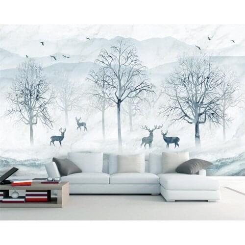 Beibehang Custom wallpaper Nordic abstract forest Elk TV background wall 3d living room bedroom decorative mural 3d wallpaper