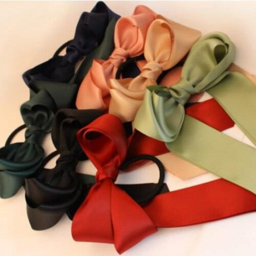 Rubber Bands Tiara Satin Ribbon Hair Bow Elastic Hair Band Rope Scrunchies Ponytail Holder Gum for Girls Women Hair Accessorie
