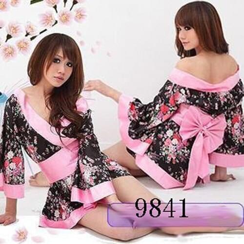 Sexy lingerie Fancy Dress party costume kimono flower print 9841