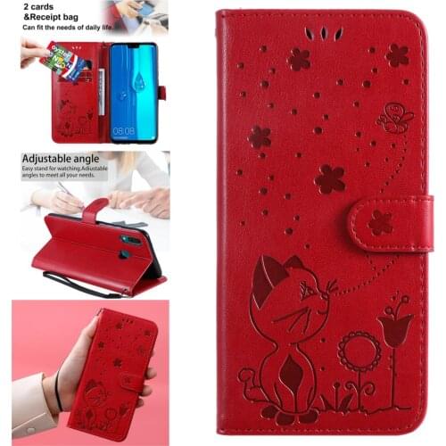 Cute PU Leather Wallet Book Phone Case For hoesje Huawei Enjoy 9 Plus Silicone TPU Cases Bags Cover Carcasa capa Y9 2019 Telefon
