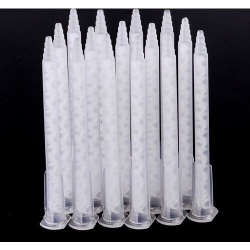 15pcs Plastic PP Mixing Nozzle 103mm 50ML MA5.4-17S Dual Cartridge Epoxy Static Mixer Nozzles For Mixing Glue