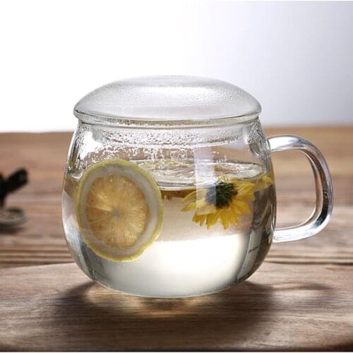 Household Glass Teacup for Stove Office Heat Resistant High Temperature Explosion Proof Tea Infuser Milk Rose Flower Mug Tea Cup