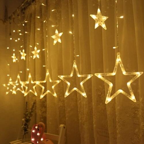 12 Stars Christmas Fairy Lights Led String Lights Star Garland on Window Curtain Indoor Tree Decoration Halloween Wedding Light