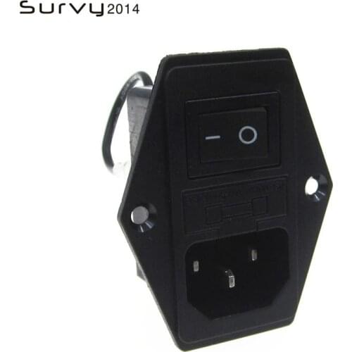 3 in 1 Fuse switch socket with light,AC power socket 4Pin 10A 250V with Fuse Block+ 3 Terminal Power Socket 10A diy electronics