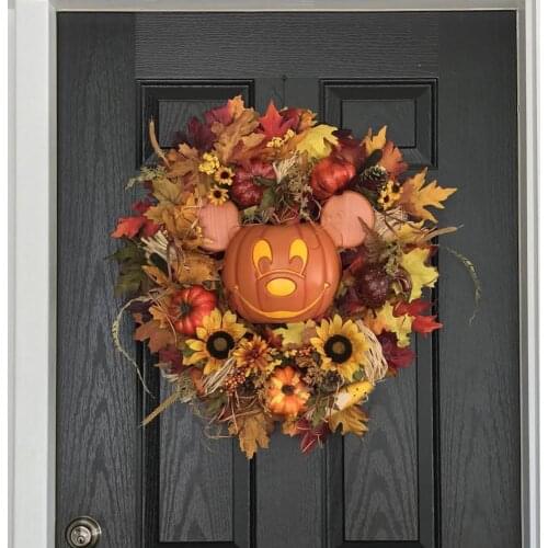 Vivid Excellent Artificial Pumpkin Sunflower Harvest Wreath Attractive Floral Wreath Handcrafted for Fireplace